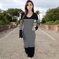 thumbnail image 6 of Women's Striped Knit Midi Dress with Long Sleeves and Ribbed Texture - Small, Black, 6 of 7