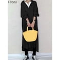 thumbnail image 2 of ZANZEA Spring Long Sleeve Robe Kaftan Solid Shirt Dresses Fashion Midi Dress Loose High Low Vestidos Women Vintage Oversize 2023XL Gao Jinjia LED, 2 of 2