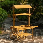 Vintiquewise QI004640 Wooden 3 Tier Rolling Table Cart With 2 Wheels for Home Decor, Display Rack, Lemonade stand, Food Stand, or Tea Stall