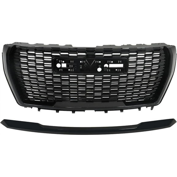 EPOTOOR Front Bumper Upper Grille and Hood Molding Trim Glossy Black Replacement for Yukon and Yukon XL 2021 2022 2023 84835783