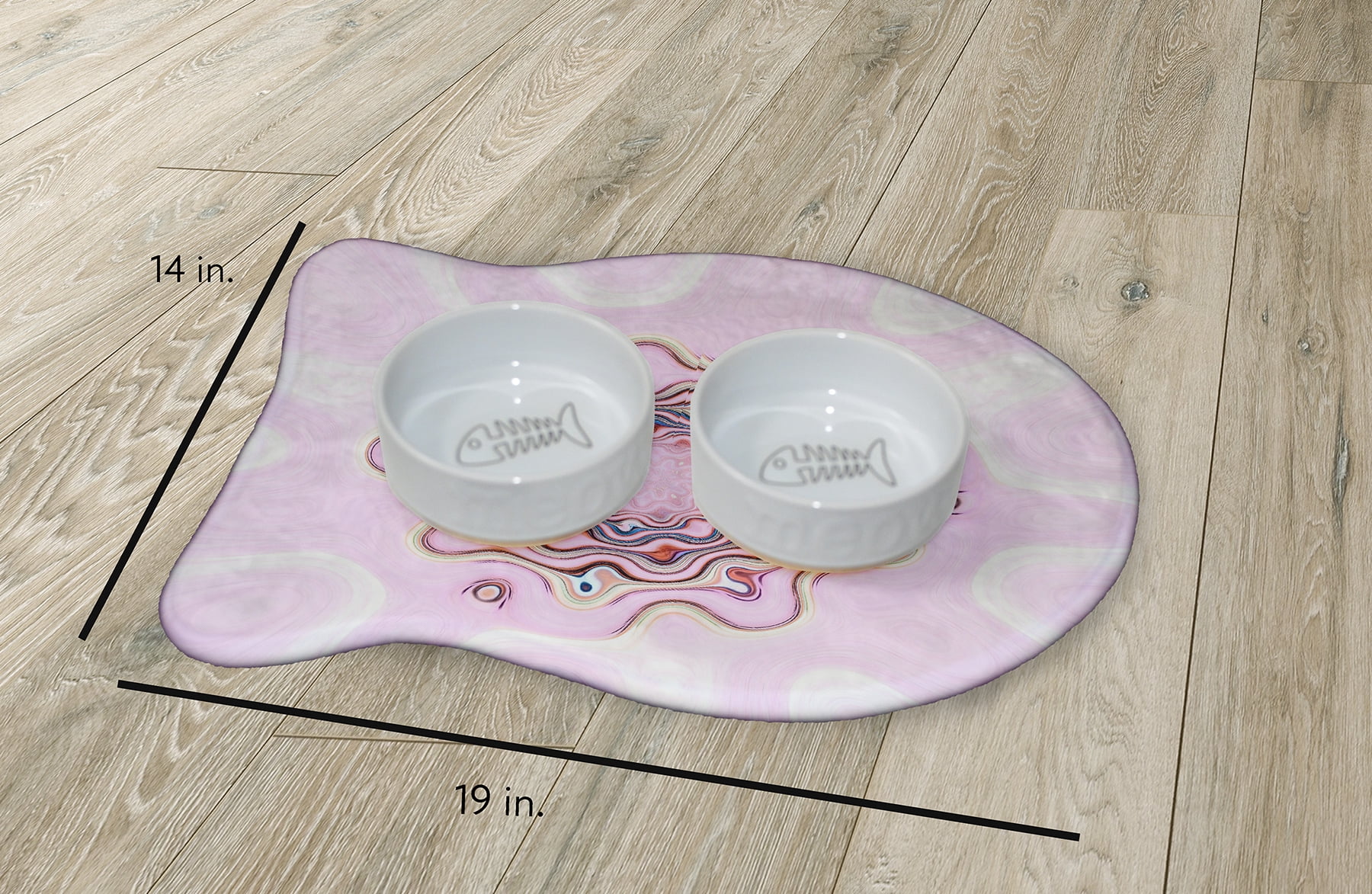 Simply Daisy Blushy Splash Too Fish Shape Pet Feeding Mat for Cats