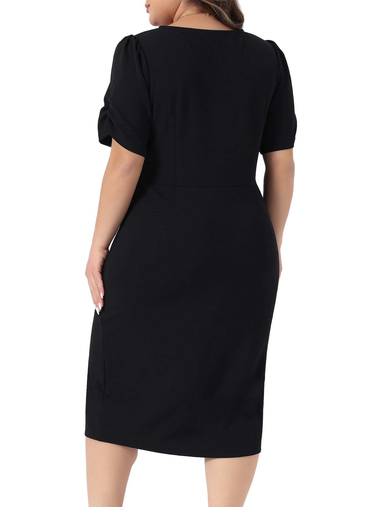 DARING DIVA Women's Plus Size Short Sleeve Sheath Solid Dress 1X Black