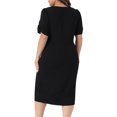thumbnail image 4 of DARING DIVA Women's Plus Size Short Sleeve Sheath Solid Dress 1X Black, 4 of 6