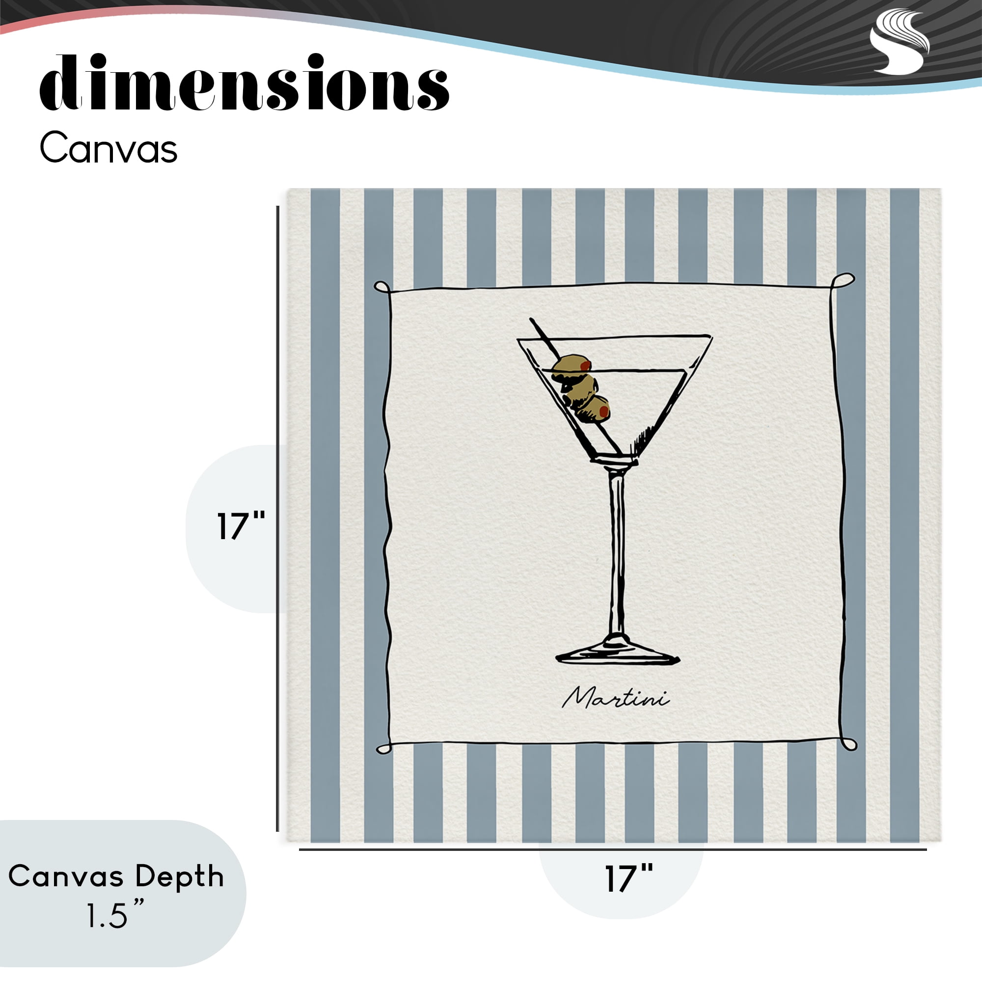 Stupell Industries Martini Summer Stripes Canvas Wall Art, design by Susan Jill