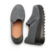 thumbnail image 3 of LUOBANIU Women's Platform Loafers Comfort Suede Wedge Shoes Slip-On Casual Thick Soft Business Work Penny Loafers Gray38, 3 of 5