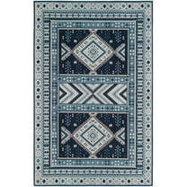SAFAVIEH Classic Vintage Clarette Chevron Bordered Area Rug, Navy/Light Blue, 5' x 8'