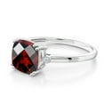 thumbnail image 3 of Gem Stone King 2.51 Ct Cushion Checkerboard Red Garnet White Diamond 10K White Gold Ring, 3 of 5