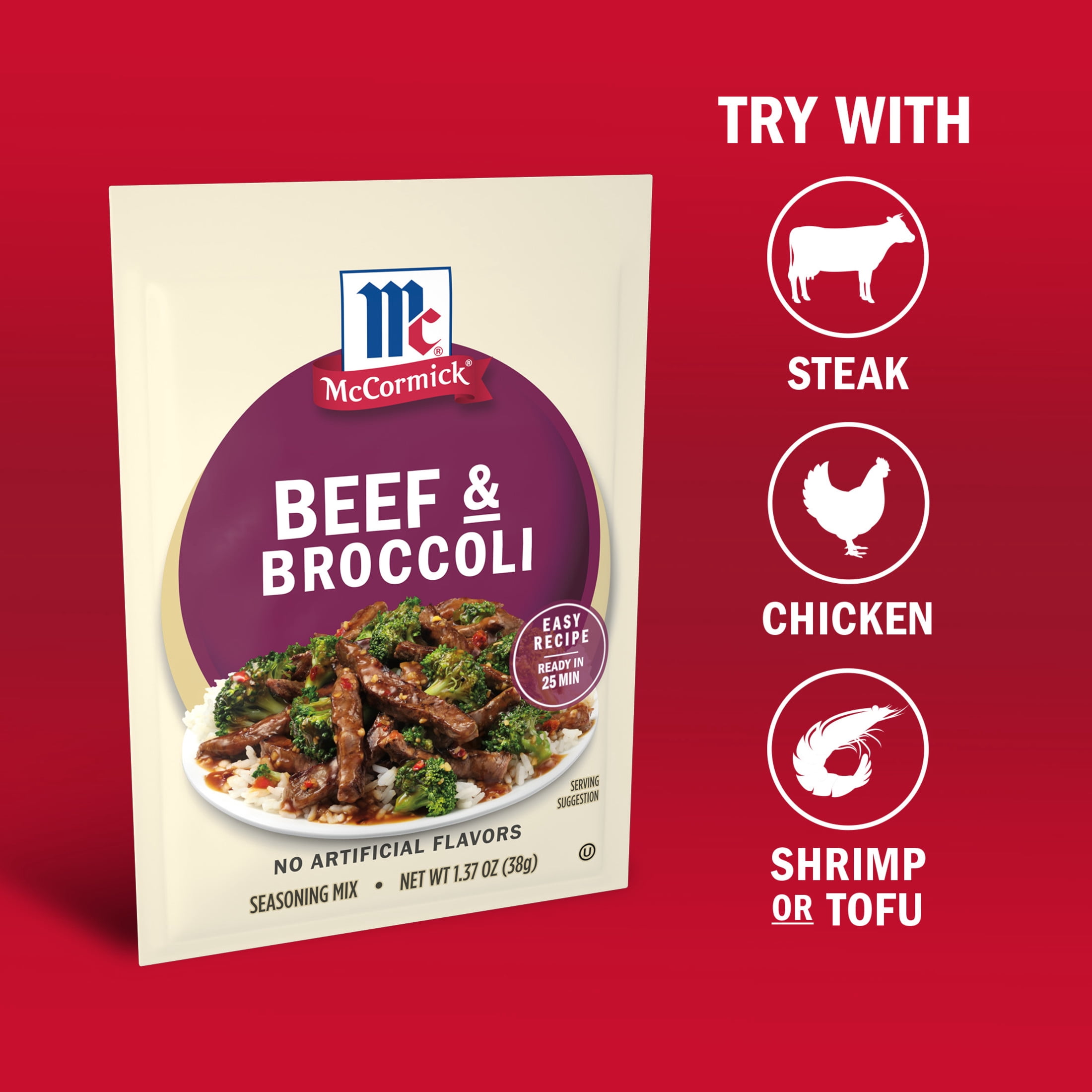 (12 pack) McCormick Beef Broccoli Seasoning Mix, 1.37 oz Packet