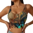 thumbnail image 2 of Lsque Vintage Butterfly Green Printed Women'S Sports Bra, Compression, Moisture Wicking, High-Impact Sports Bra For Women,Supportive sports bra-X-Large, 2 of 9