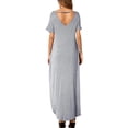 thumbnail image 2 of Women's Casual Loose Pocket Long Dress Short Sleeve Split Maxi Dresses, 2 of 2