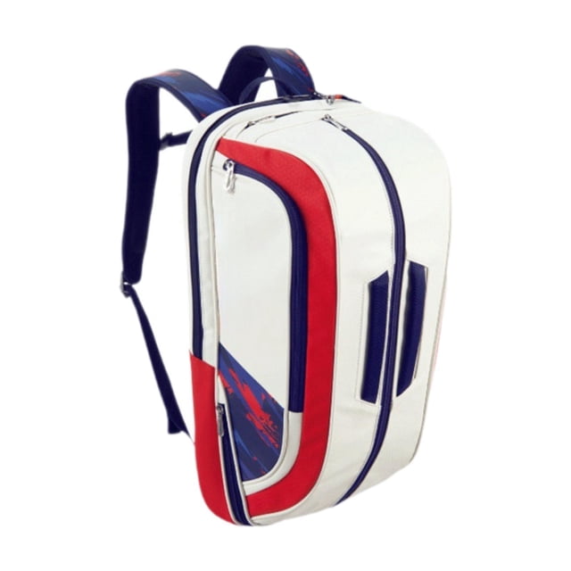 Bádminton Backets Mochila Raquetas de tenis Bolas PU de cuero impermeable para raquetas para raquetas, zapatos, bolas Sports Travel Mackpack Rojo