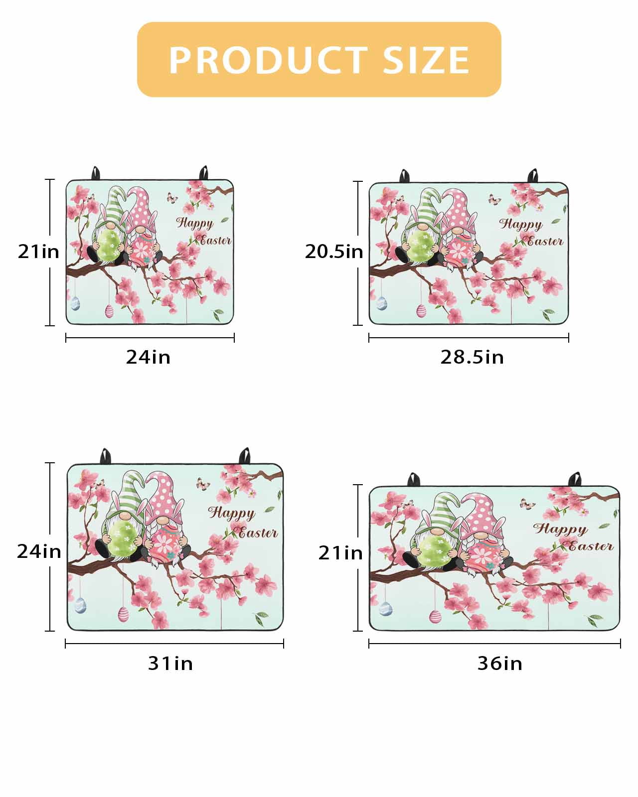 Large Induction Cooktop Protector Mat Easter Stove Top Covers for Electric Stove, Spring Gnomes Blossoms Flowers Colorful Eggs Decorative Stove Burner Cover Mats, Glass Top Stove Cover