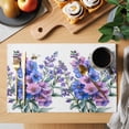 thumbnail image 2 of Blue Purple Lavender Placemats Set of 1, Spring Bee Floral Flower Leaf Watercolor Non-Slip Place Mats Washable Table Mats for Kitchen Dining Table Decorations Indoor/Outdoor, 2 of 9