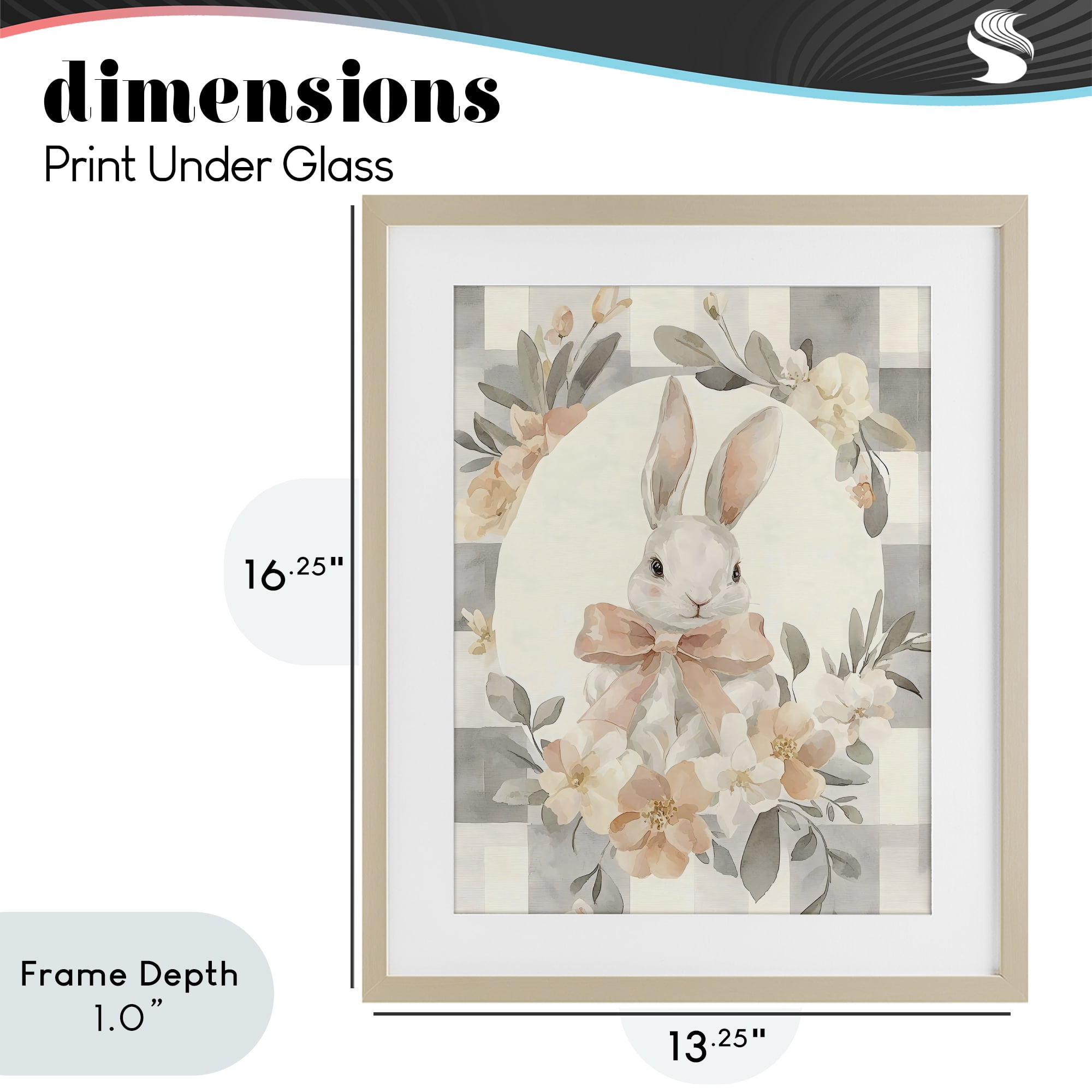 Stupell Industries Adorable Bunny in Wreath Birch Framed Print Under Glass, design by Creative Studio