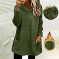 thumbnail image 2 of Feancey Hooded Fleece Sweatshirts for Women Cute Cat Ear Pullover Hoodies Winter Sherpa Warm Tunic Sweatshirt Solid Color Loose Loungeweat Tops with Pockets Army Green L, 2 of 10
