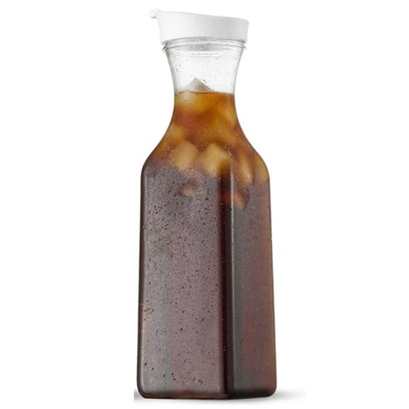Bxaolu 50 Oz Water Carafe with Flip Top Lid, Square Base Juice Containers Clear Plastic Pitcher for Water Iced Tea Juice Milk Lemonade Mimosa Bar and Other Beverages