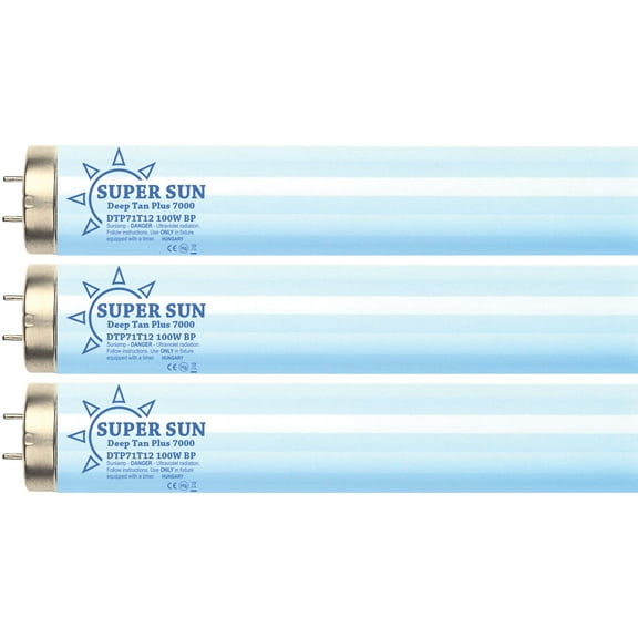 Super Sun Deep Tan Plus 7000 F71T12 100-120W Bipin Tanning Lamps 16 Pack