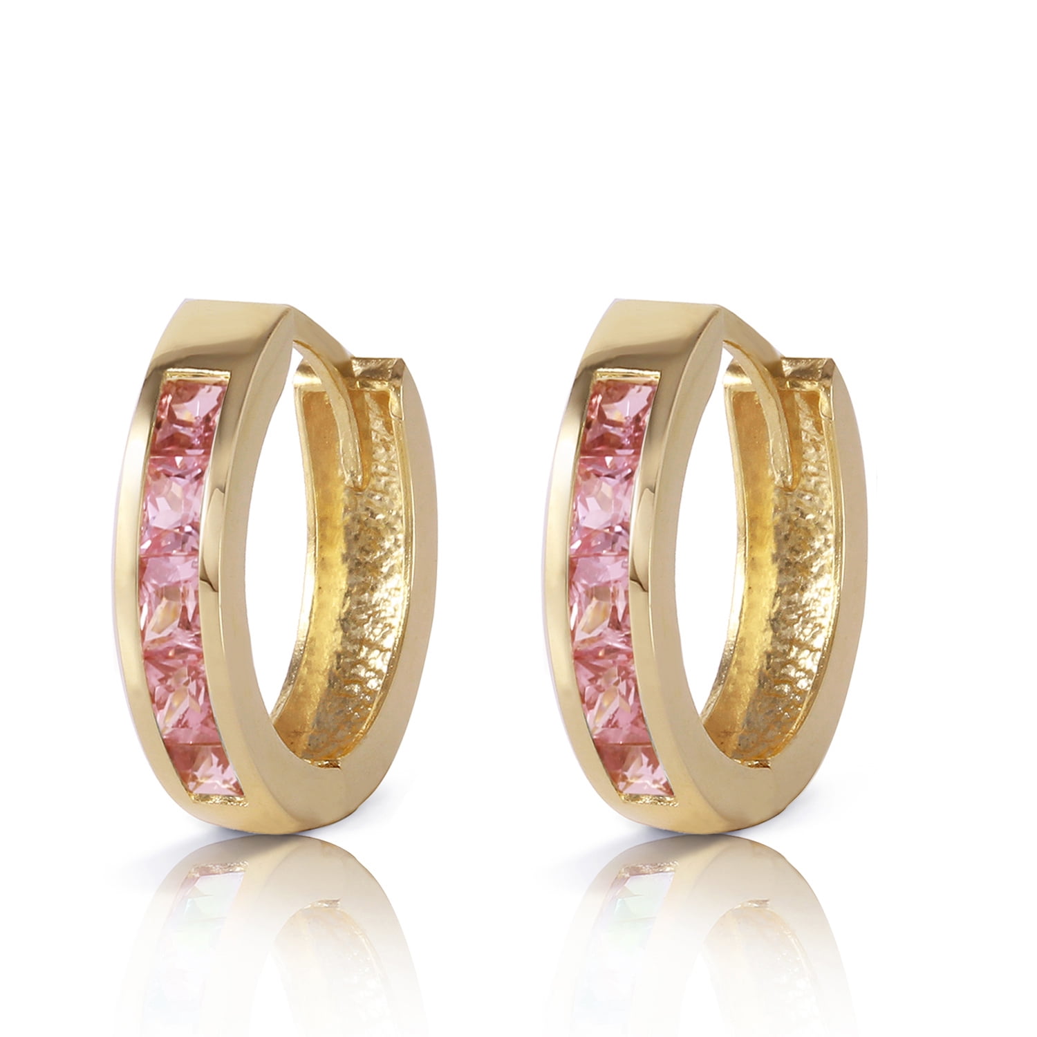 Galaxy Gold 14K Solid Gold 1.3 Carat Natural Sapphire Huggie Earrings for Women - Yellow Gold Fine Jewelry