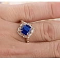 thumbnail image 2 of Handmade 2.05 Carat Blue Sapphire 7mm Cushion Cut And Moissanite Diamond Engagement Ring in 10k Rose Gold for Women on Sale, 2 of 4