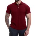 thumbnail image 2 of YLSDY Men's Short Sleeve Button Down Loose Tees, Ribbed Knit Fashion Lapel Business Formal Tops Summer Casual Beach Vacation Clothes Wine M, 2 of 8