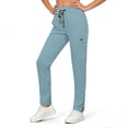thumbnail image 2 of felwors Women's Scrub Pants High Waist Elastic Drawstring Work Trousers with Pockets Side Zipper Casual Wear（Light Blue， XXL）, 2 of 5