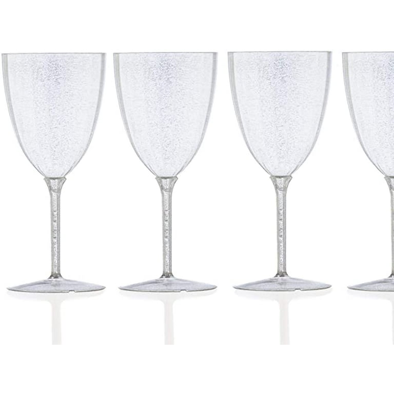 24 Pc Disposable Wine Glasses Plastic Champagne Flute Party Clear Silver  Rim 5oz, 1 - Kroger