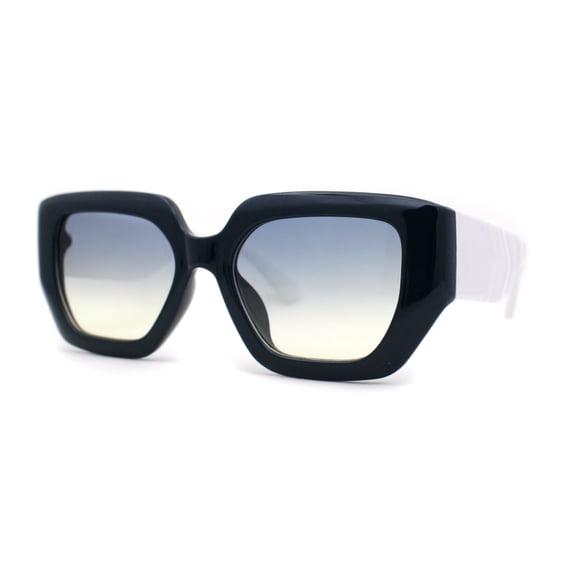 Womens Minimally Mod Geometric Square Rectangle Plastic Sunglasses Green White Yellow