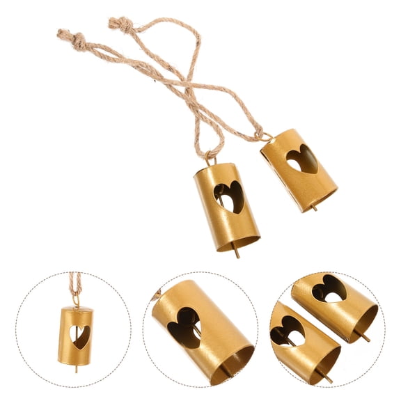 Huaq Christmas old-fashioned cowbell wind bell metal crafts 2pcs (cylindrical hollow heart)