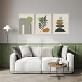 thumbnail image 2 of Boho Wall Art Sef of 3, Mid-Century Modern Prints, Neutral Geometric Boho Wall Decor Sun Moon Palm Leaf Beige Green Canvas Artwork, Minimalist Boho Poster Paintings for Bedroom Living Room Bathroom, 2 of 6