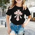 thumbnail image 2 of Gbsyewxs Girls Tshirts Crew Neck Short Sleeve Bow Heart Print Casual Summer Shirts For Kids Black Size 18-24 Months, 2 of 4