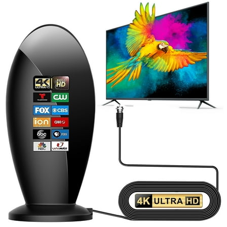 JOUALY 2024 Upgraded TV Antenna for Smart TV Indoor, 350 Miles Long-Range Reception, Digital Antenna for Support for Smart TV Local 4K 1080p Channels and All Type Television-18FT Cable