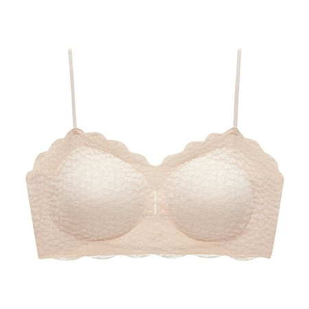 

TOWED22 Womens Bras Women s Lace Bra Unlined Mesh Floral Embroidered Bra Underwire Beige