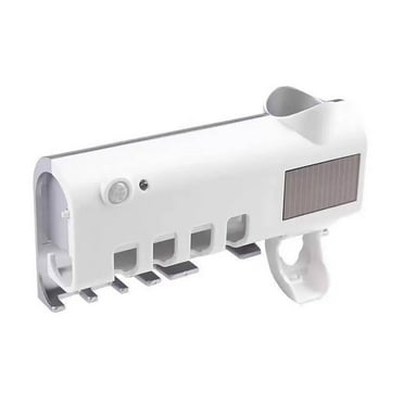 XIRQI toothbrush Sanitizer Eliminates Bacteria Uv toothbrush Sanitizer Holder toothpaste Dispenser Included toothbrush Sanitizer and Holder,White