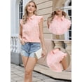 thumbnail image 2 of DARING DIVA Women's Cute Floral Tops Ruffle Cap Sleeve Button Down Dressy Shirts XS Pink, 2 of 6