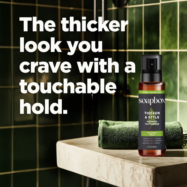 Soapbox Men's Thicken and Style Flexible Hold Foaming Hair