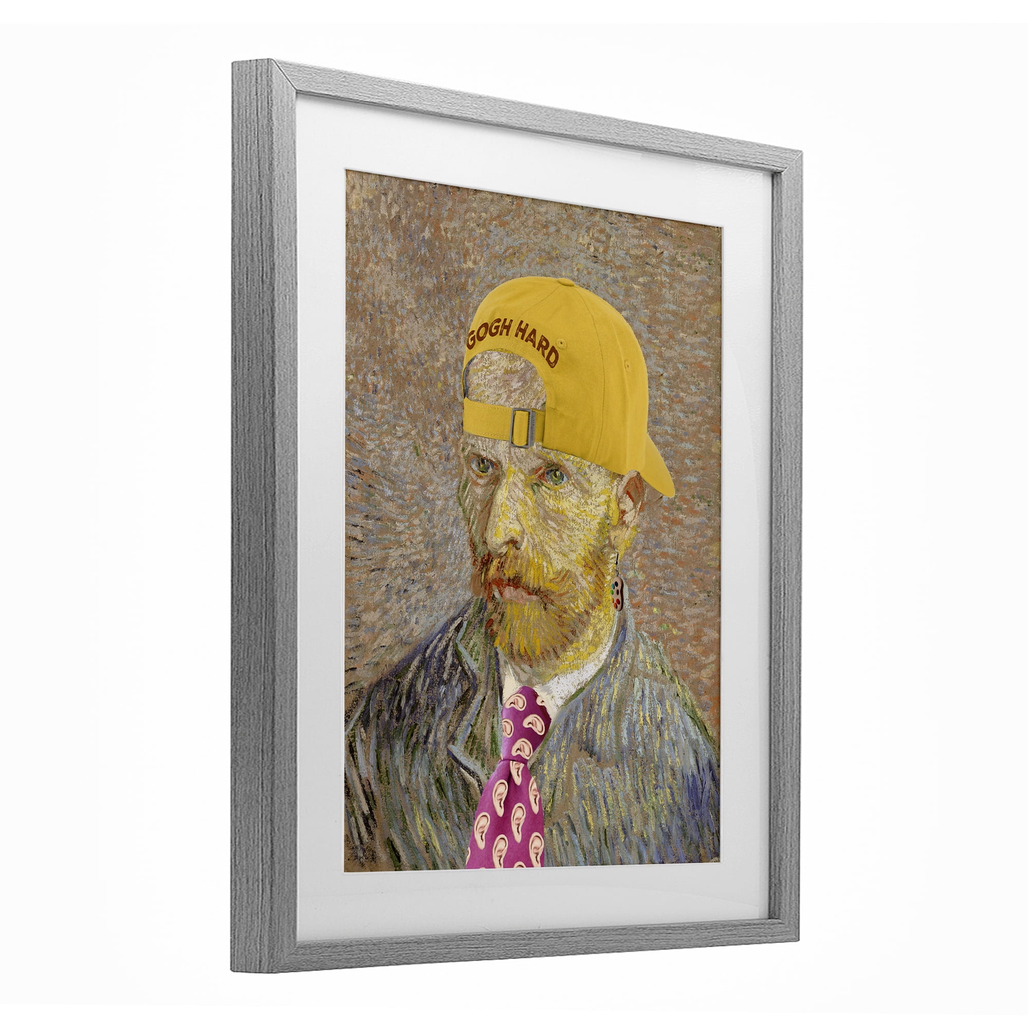 Van Gogh in Yellow hat Gray Framed Print Under Glass, design by Masters Redux