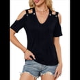thumbnail image 1 of Blusa de Punto con Hombros Descubiertos y Cruzados para Mujer, Informal, Elegante, con Textura, para Verano Negro XL, 1 of 10