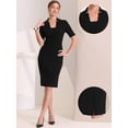 thumbnail image 2 of Vestido de tubo Allegra K mujer cuello en V manga corta Bodycon midi Negro L, 2 of 6