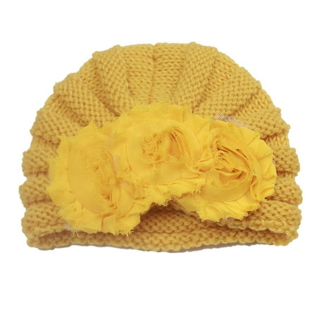 

Kids Caps Toddler Baby Boys Girls Knitted Cap Beaniess Lace Flower Knotted Elastics Turban Hat