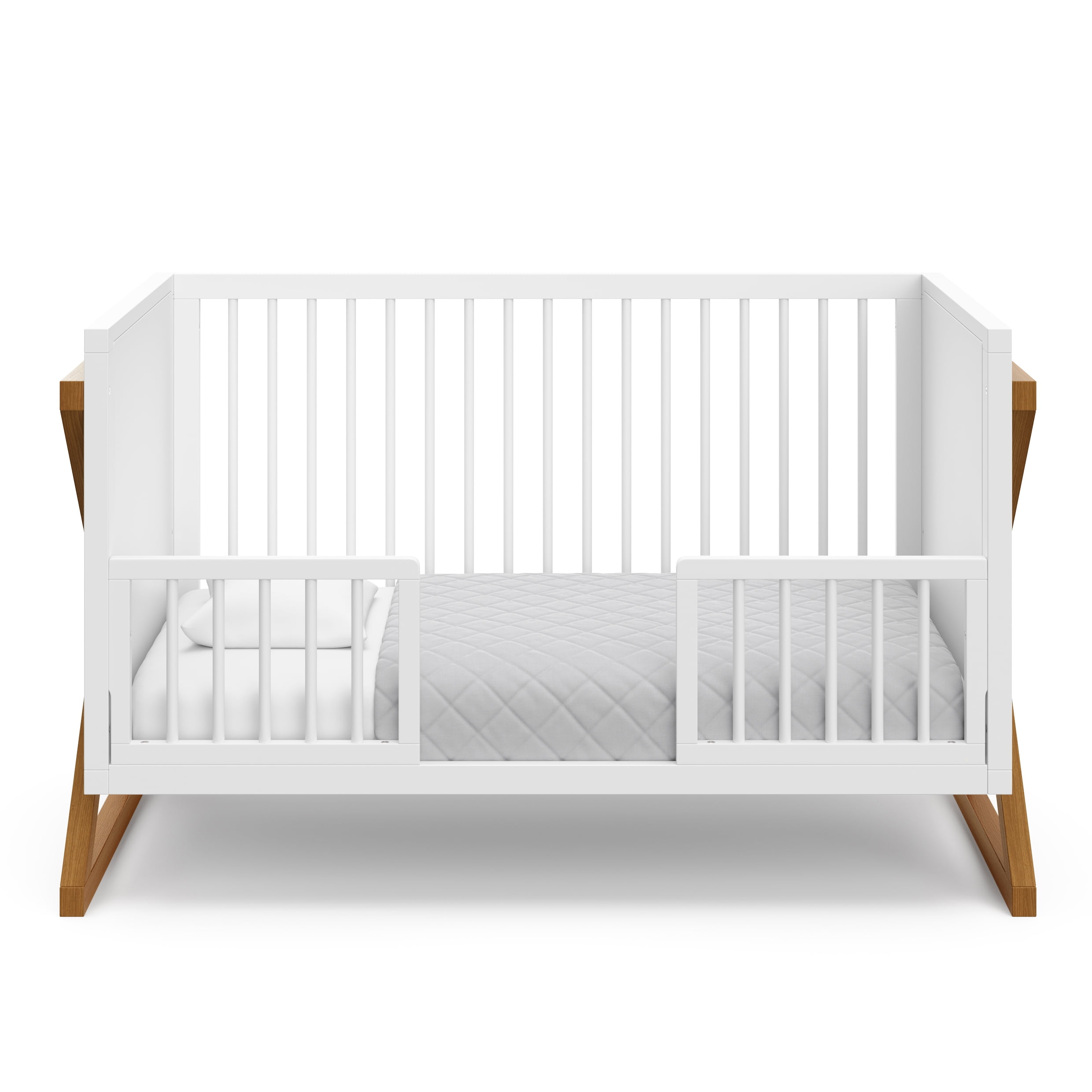 Storkcraft Equinox 3-in-1 Convertible Baby Crib, White with Vintage Driftwood