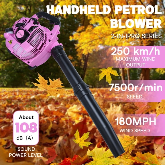 Yedigre 2-Stroke Gas Leaf Blower, 26cc 250km/h Handheld & Powerful, Lightweight for Yard Cleaning (Pink)