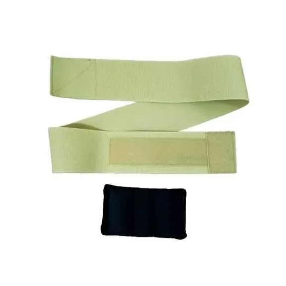 Beige Umbilical Hernia Support Belt Abdominal Navel Truss One Removeable Cushion