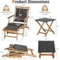 thumbnail image 6 of RELAX4LIFE Patio Lounge Chair Set - Outdoor Acacia Wood Chaise Lounge w/Side Table, Armrest & Retractable Ottoman, Rattan Seat, Tabletop, Quick Folding Sunbathing Chair for Backyard, Poolside (1), 6 of 9