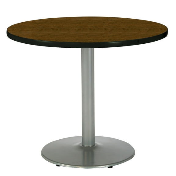 KFI Studios Mode 3' x Round' Dining Table, Walnut, Silver Base