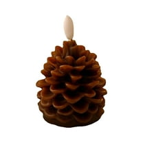 Pine Cone Candle Flameless with LED Flickering Light, Battery Operated Candle for New Year Celebration Holiday Decorations 3.74 x 2.17 Inches for Home Party Decoration Christmas Gift, Autumn Table