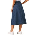 thumbnail image 3 of INSPIRE CHIC Women's Denim Skirts High Waist A Line Casual Jean Skirts with Pockets M Dark Blue, 3 of 5