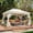 Cream White, variant on ZUNOXAZ 8x8 Semi Permanent Patio Gazebo Heavy Duty with Mosquito Net Privacy Screen Double Roof Khaki 96.4*96.4*104.3 Inch