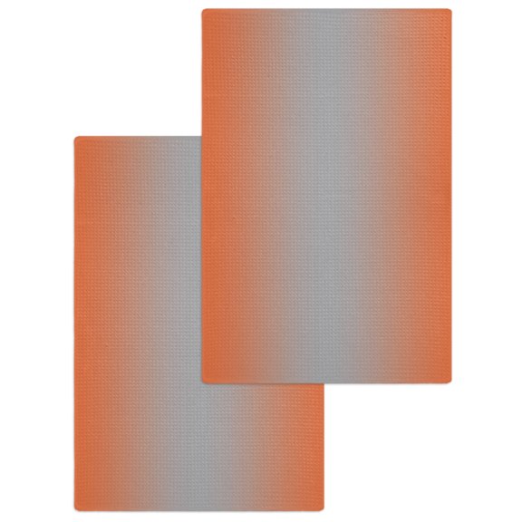 Orange Gray Ombre Kitchen Dish Towels for Drying Dishes Set of 2, Modern Gradient Abstract Art Waffle Weave Microfiber Hand Tea Bathroom Towels Quick Dry & Absorbent Towel 15.7x23.6