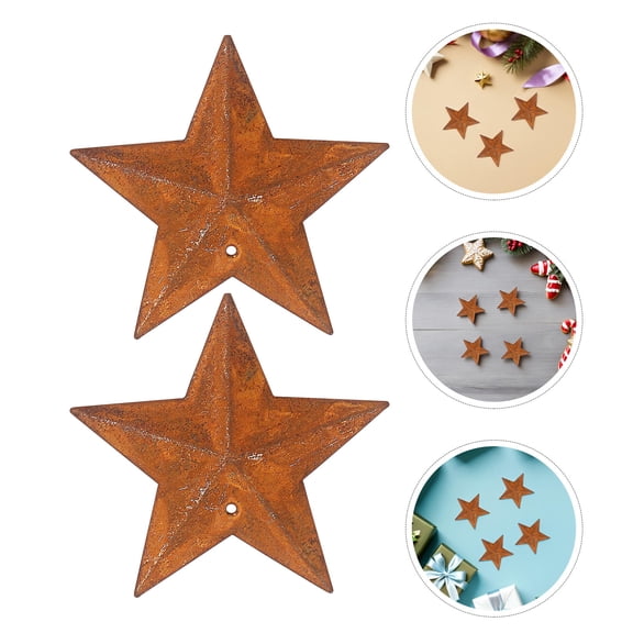 Toyandona Rustic Vintage Brown Metal Star Ornament Set, 40 Pieces Wrought Iron Home Decor