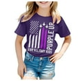 thumbnail image 1 of WEIYLL T-Shirts Garçons Violets Manches Courtes Col Rond Imprimé Lettre Drapeau T-Shirts Violets Vêtements pour 8-9 Ans, 1 of 5
